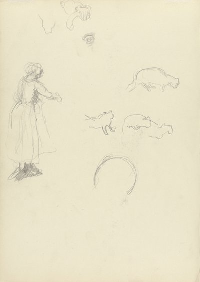 Study of a Woman and Cats, for the Cave of the Golden Calf by Spencer Frederick Gore